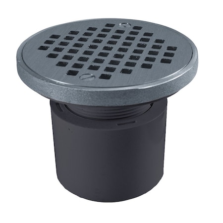 Jones Stephens 2in. PVC Over Pipe Fit Drain Base with 2in. Plastic Spud and 4in. Chrome Plated Strainer D53192